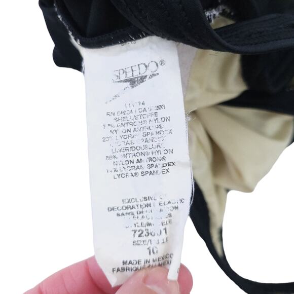 Speedo One Piece Competitive Bathing Suit Size 10 Black Solid Swimsuit - Picture 5 of 5